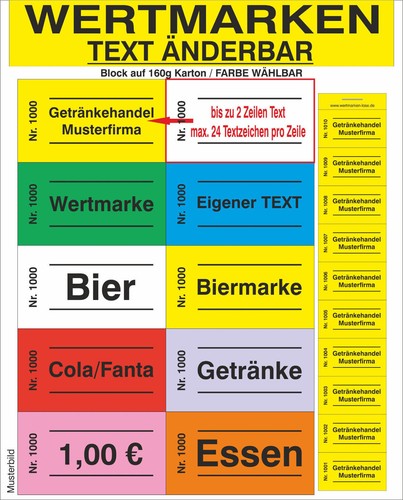 Wertmarken eigener - wertmarken,