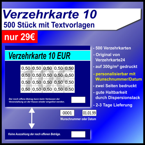 Verzehrkarten wertkarten - verzehrkarten,